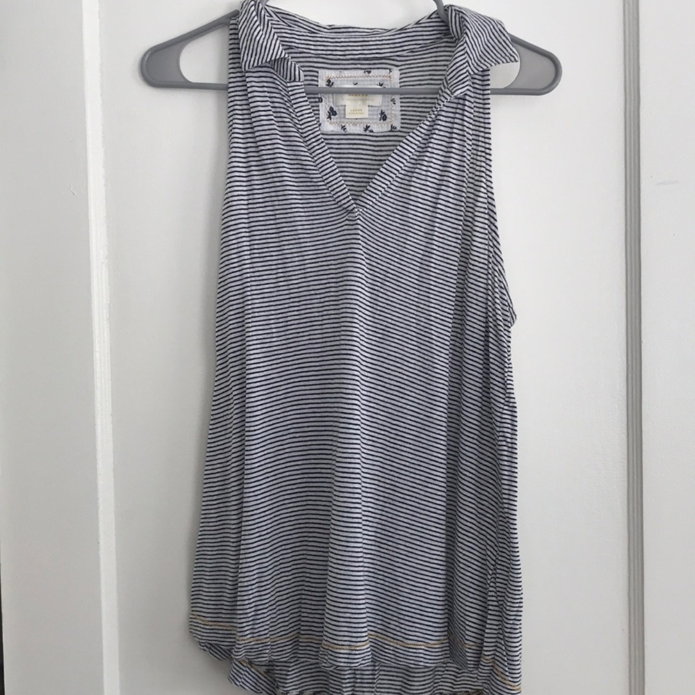 Black and white striped top with collar